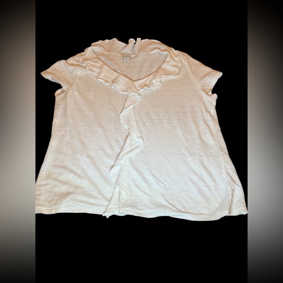 Sundance White XL 100% linen cap,sleeves top w/ a 2.5” ruffle - Picture 2 of 10